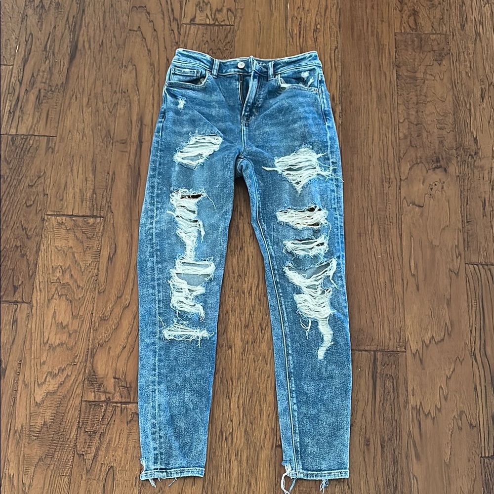 American Eagle Outfitters Blue Skinny Distressed Jeans